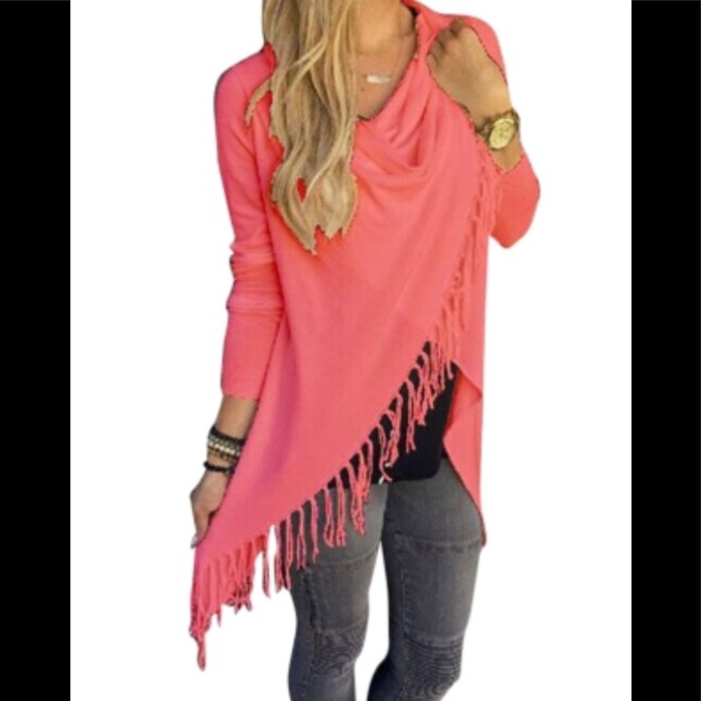 Long Sleeved Fringed tunic top